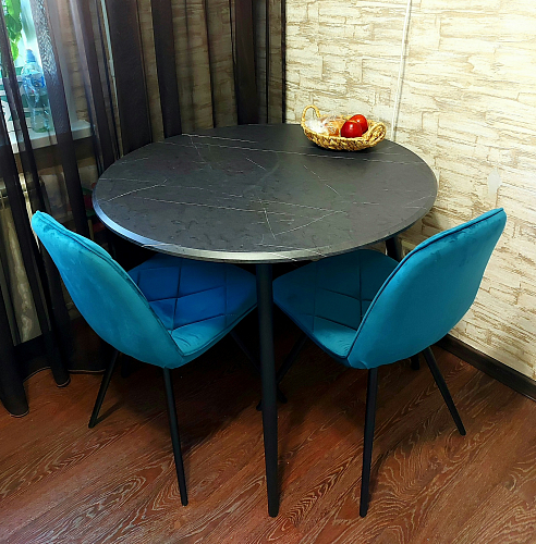 Деревянный стол Абилин 90х76 мрамор белый / черный матовый фото покупателя 3